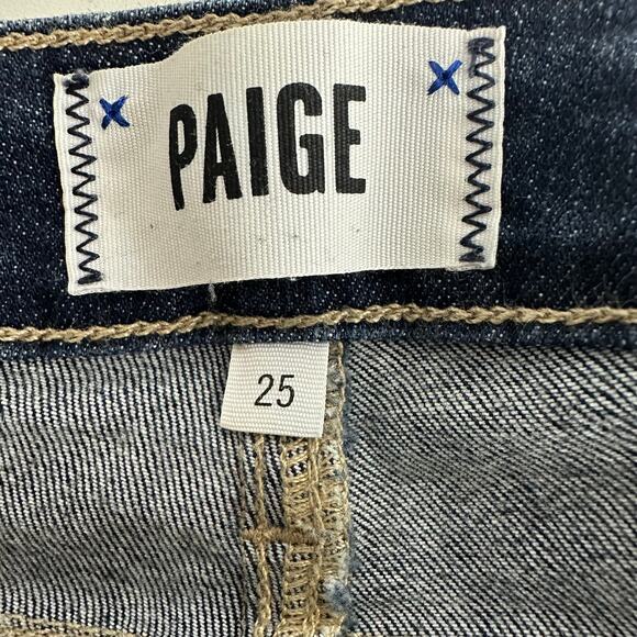 Paige Womens Verdugo Ankle Skinny Low Rise Distressed Dark Wash Blue Jeans 25 - Picture 7 of 9